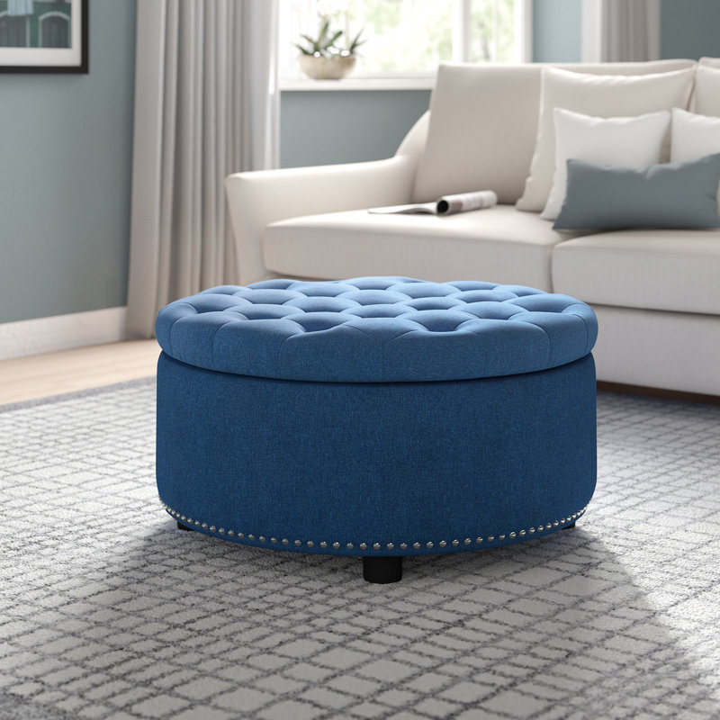 Lark Manor 29.9 Wide Tufted Round Ottoman with Storage Reviews Wayfair